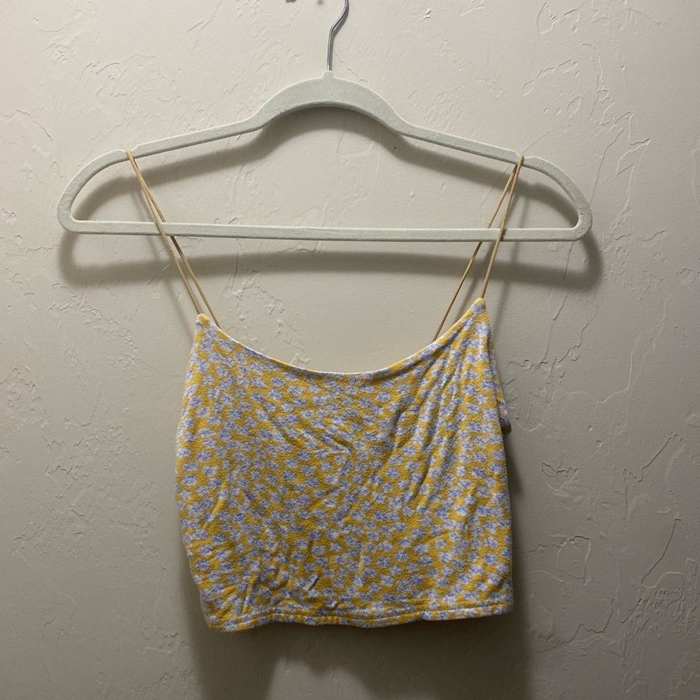 Pacsun basics yellow floral crop